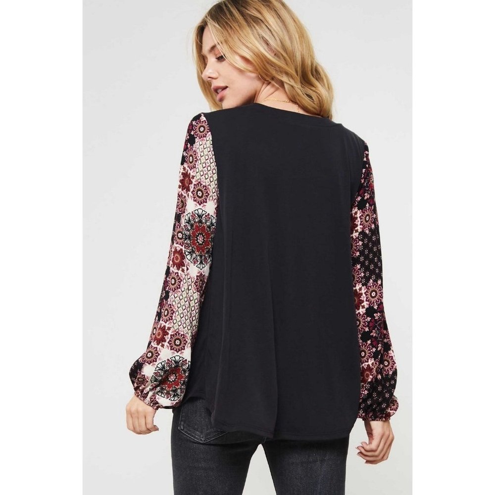 Promesa Floral Print Sleeve Knit Top - Picture 4 of 6